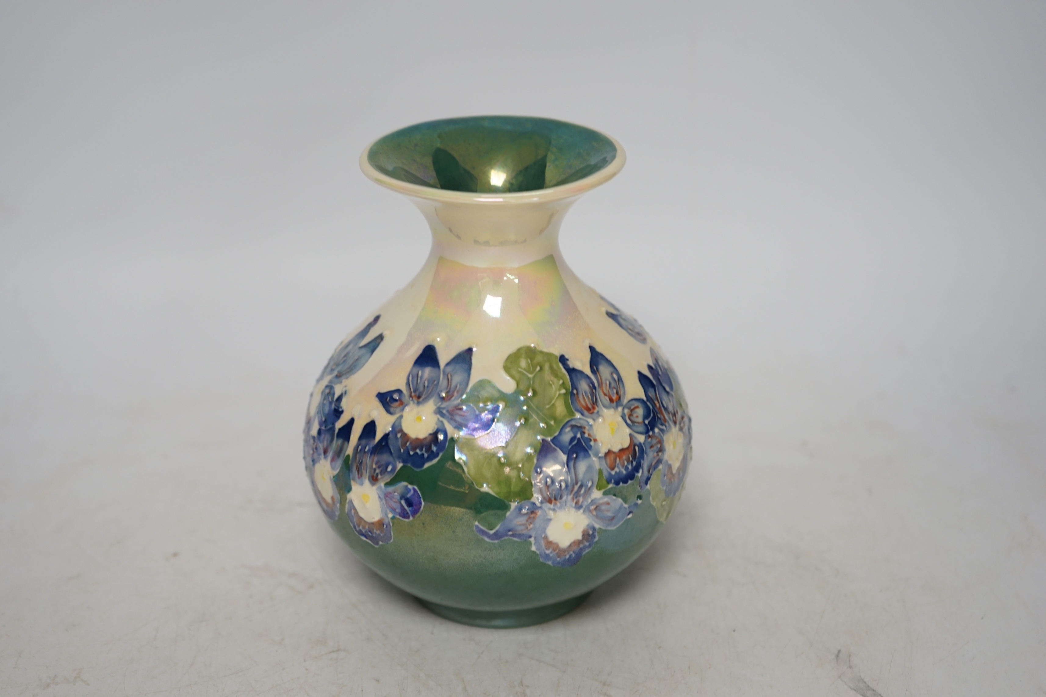 A limited edition Moorcroft Moorland Chelsea works Burslem lustre vase 107/750, 15cm high. Condition - good